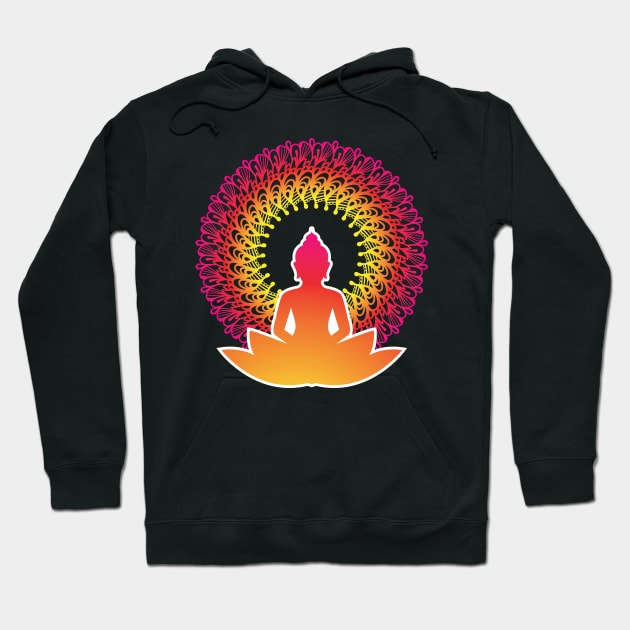 Enlightened Soul Buddha Silhouette - The Peaceful Soul Mandala Print Design GC-092-16 Hoodie by GraphicCharms